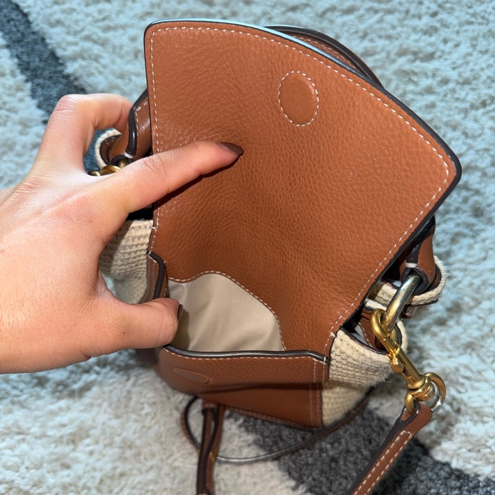 Tory Burch Half Moon straw crossbody bag purse Mini - Picture 12 of 16